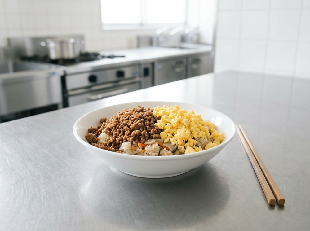 炊き込みご飯とそぼろ丼