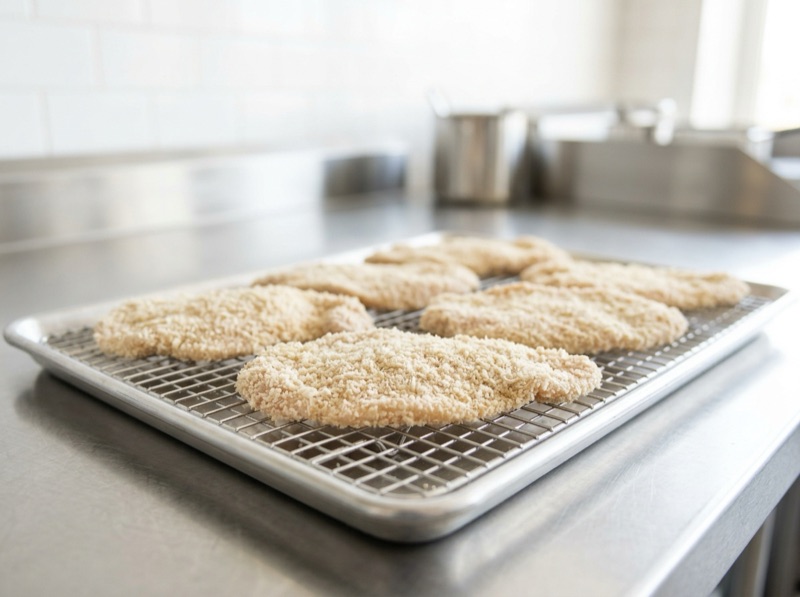 揚げ衣はにぎって密着させる